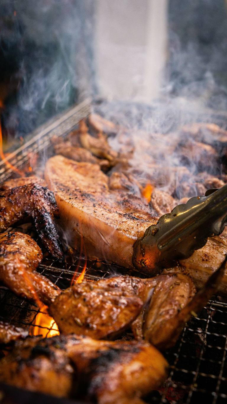 Charcoal prepared for Korean BBQ grilling